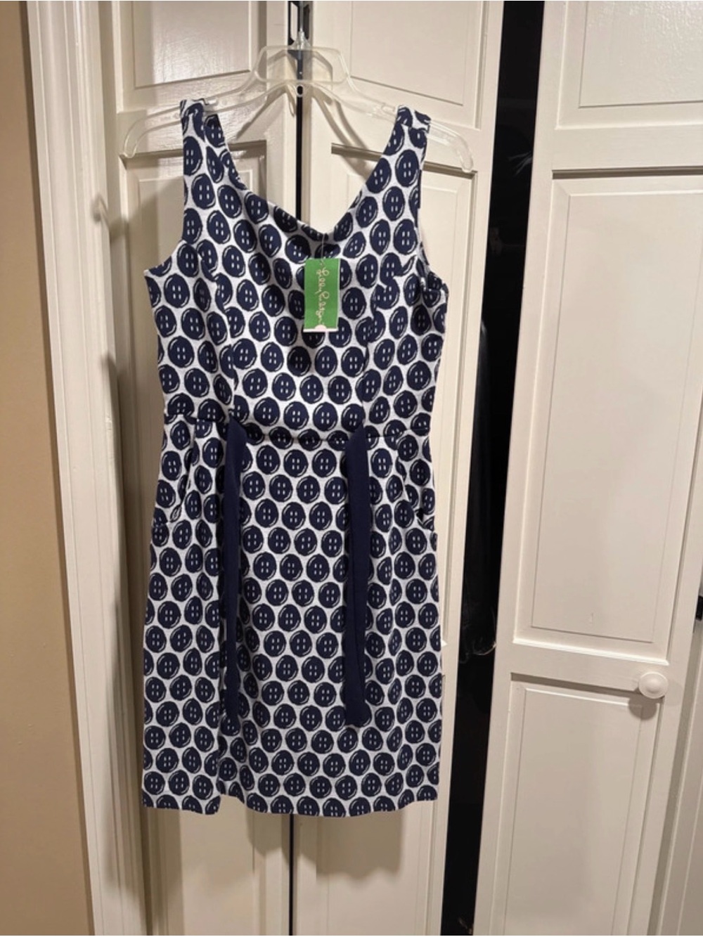 Lilly Pulitzer Navy and White Sleeveless Printed Midi Dress